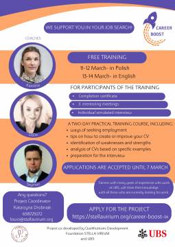 Zapisz się na IX edycję projektu Career Boost- Bezpłatne Szkolenia i Mentoring od Trenerów UBS!