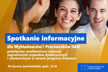 Wyjazdy dydaktyczne i szkoleniowe w ramach Erasmus+ – spotkanie informacyjne dla wykładowców i pracowników SAN