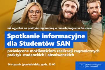 Zaplanuj wakacyjne praktyki zagraniczne z Erasmus+ – spotkanie informacyjne dla studentów SAN
